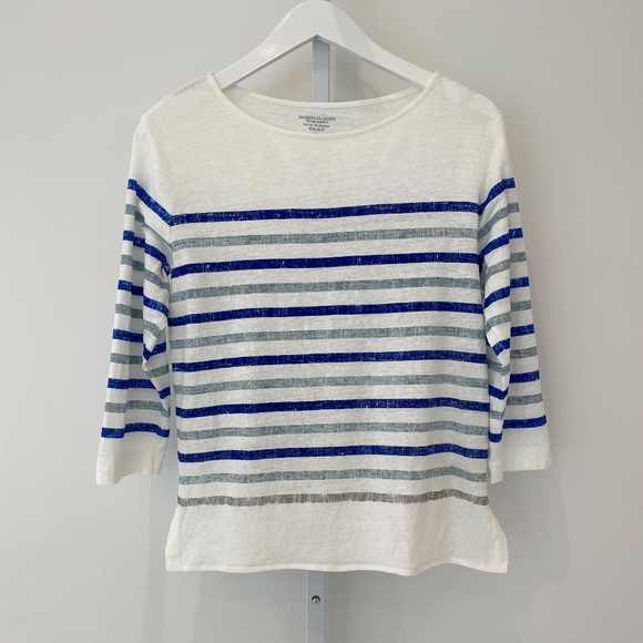 MAJESTIC FILATURES BLUE STRIPE 3/4 TEE SIZE SMALL NWOTS!